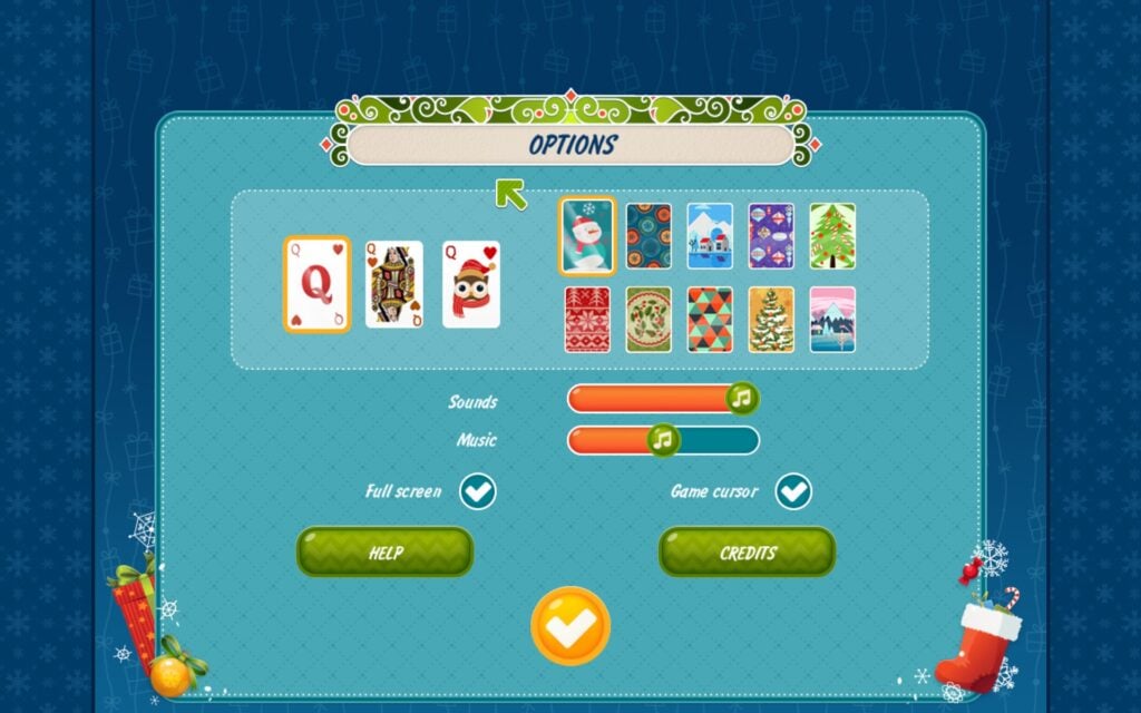 Solitaire Christmas. Match 2 Cards Options